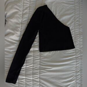 Zara Black One-Shoulder Long Sleeve Top